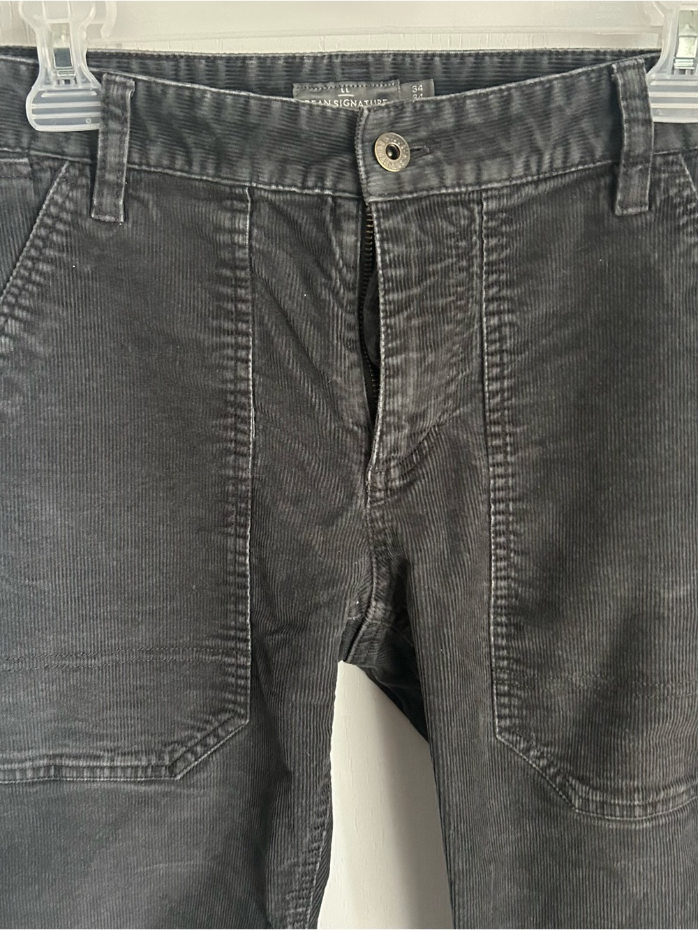L.L. Bean Charcoal Gray Straight-Leg Corduroy Pants